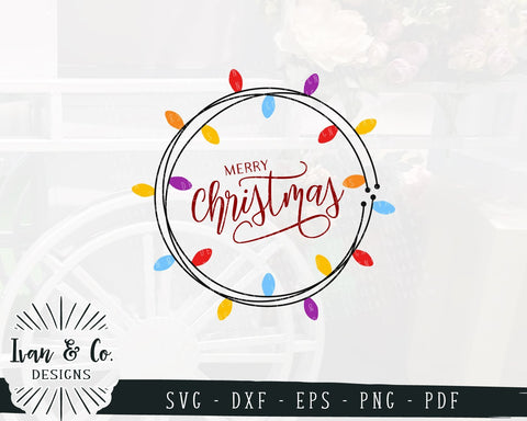 Merry Christmas SVG Files | Christmas Lights | Holidays | Winter | Round Sign SVG (882675178) SVG Ivan & Co. Designs 