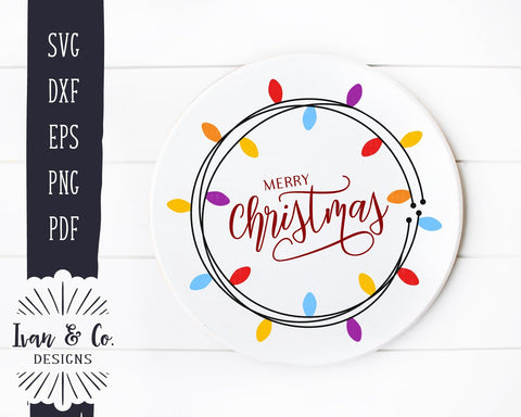 Merry Christmas SVG Files | Christmas Lights | Holidays | Winter | Round Sign SVG (882675178) SVG Ivan & Co. Designs 