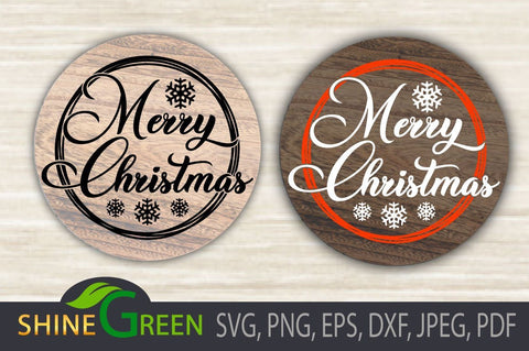 Merry Christmas SVG for Round Sign, Pillow, Shirts SVG Shine Green Art 