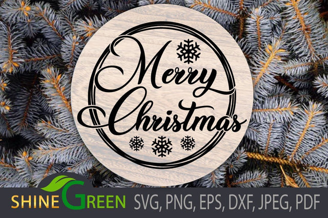 Merry Christmas SVG for Round Sign, Pillow, Shirts SVG Shine Green Art 
