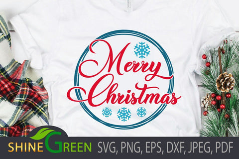 Merry Christmas SVG for Round Sign, Pillow, Shirts SVG Shine Green Art 