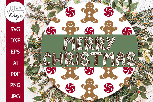 Merry Christmas SVG | Gingerbread Christmas / Winter Round Design SVG Diva Watts Designs 