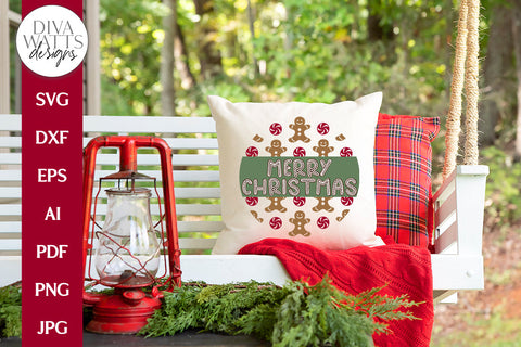 Merry Christmas SVG | Gingerbread Christmas / Winter Round Design SVG Diva Watts Designs 