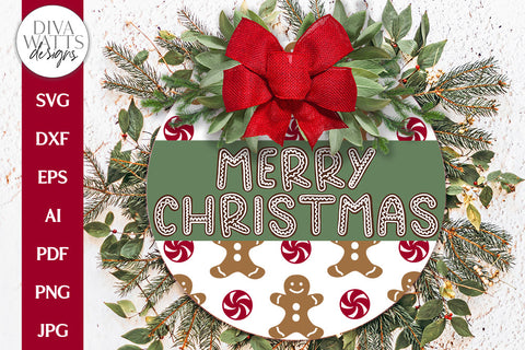 Merry Christmas SVG | Gingerbread Christmas / Winter Round Design SVG Diva Watts Designs 