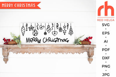 Merry Christmas SVG - Hanging Balls Cut File - Xmas Sign DXF SVG RedHelgaArt 