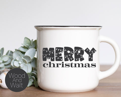 Merry Christmas SVG | Holiday Cut File | Xmas Lights Design | Printable Wall Art | Family Saying | Home Decor Quote | Stencil Wood Sign SVG Wood And Walt 