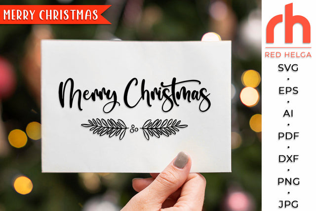 Merry Christmas SVG - Holly Wreath Cut File SVG RedHelgaArt 