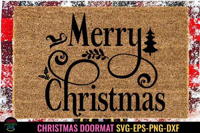 Merry Christmas SVG I Christmas Doormat SVG I Door Mat SVG SVG Happy Printables Club 