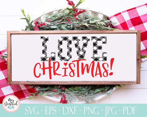 Merry Christmas SVG, Love Christmas SVG, Buffalo Plaid Svg, Silhouette Cut Files, Santa Svg, Winter Shirt, Cricut Cut Files, SVG Cut Files SVG MyDesiredSVG 
