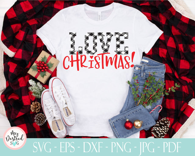 Merry Christmas SVG, Love Christmas SVG, Buffalo Plaid Svg, Silhouette Cut Files, Santa Svg, Winter Shirt, Cricut Cut Files, SVG Cut Files SVG MyDesiredSVG 