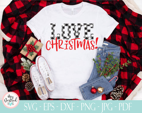Merry Christmas SVG, Love Christmas SVG, Buffalo Plaid Svg, Silhouette Cut Files, Santa Svg, Winter Shirt, Cricut Cut Files, SVG Cut Files SVG MyDesiredSVG 