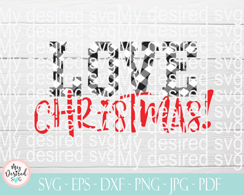Merry Christmas SVG, Love Christmas SVG, Buffalo Plaid Svg, Silhouette Cut Files, Santa Svg, Winter Shirt, Cricut Cut Files, SVG Cut Files SVG MyDesiredSVG 