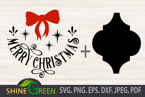 Merry Christmas SVG - Ornament for Arabesque, Round Sign SVG Shine Green Art 