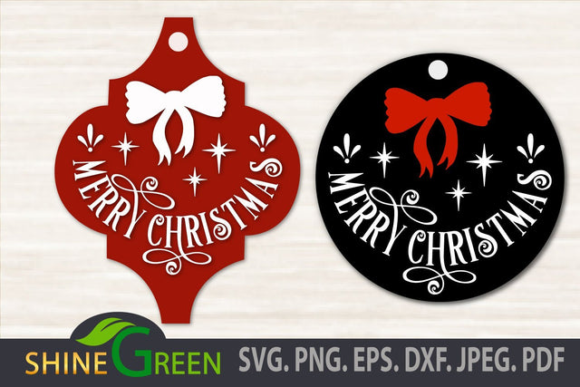 Merry Christmas SVG - Ornament for Arabesque, Round Sign SVG Shine Green Art 