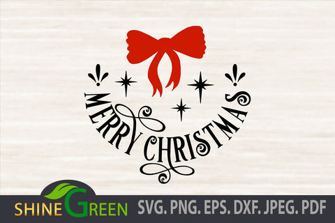 Merry Christmas SVG - Ornament for Arabesque, Round Sign SVG Shine Green Art 