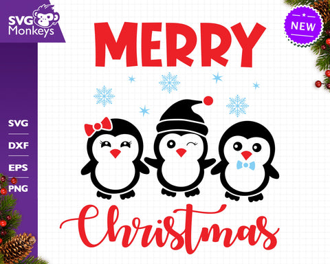 Merry Christmas Svg, Penguins Svg, Christmas Svg SVG SvgMonkeys 