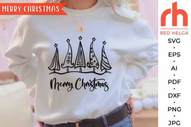Merry Christmas SVG - Pine Trees Cut File SVG RedHelgaArt 