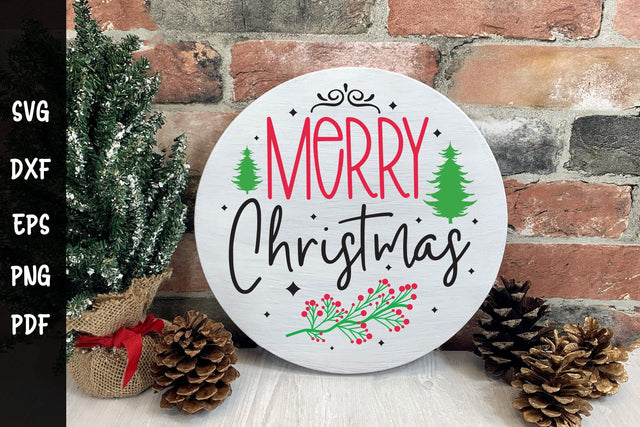 Merry Christmas SVG Round Sign SVG CraftLabSVG 