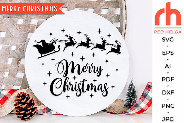 Merry Christmas SVG - Santa and Reindeers Cut File SVG RedHelgaArt 