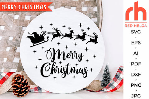 Merry Christmas SVG - Santa and Reindeers Cut File SVG RedHelgaArt 