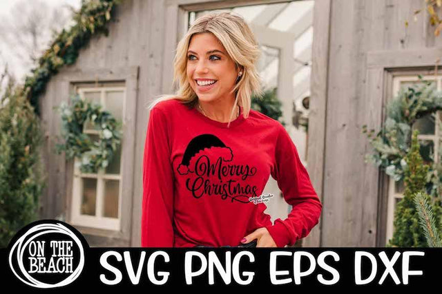 Merry Christmas SVG -Santa Hat SVG Christmas SVG PNG EPS DXF SVG On the Beach Boutique 