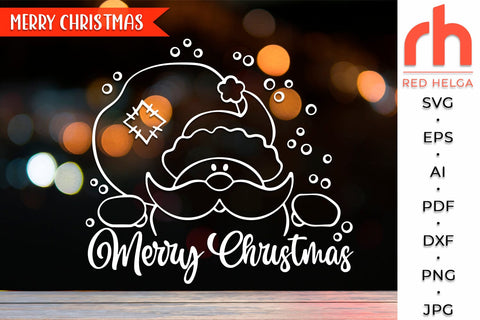Merry Christmas SVG, Santa with Sack DXF, Christmas Scene Cut File, Xmas Window Decor, Holiday Design Vector, Winter Theme, Santa Claus Outline SVG RedHelgaArt 