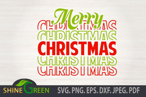 Merry Christmas SVG Stacked Font DXF EPS PNG JPEG PDF SVG Shine Green Art 