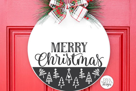 Merry Christmas SVG | Tree Pattern Door Hanger Design SVG Diva Watts Designs 