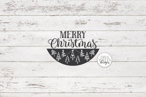 Merry Christmas SVG | Tree Pattern Door Hanger Design SVG Diva Watts Designs 