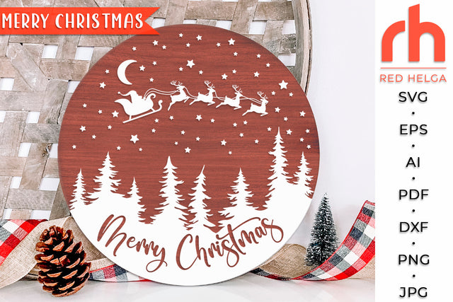 Merry Christmas SVG - Winter Forest Cut File SVG RedHelgaArt 