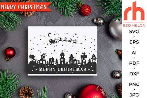 Merry Christmas SVG - Winter Village Cut File SVG RedHelgaArt 