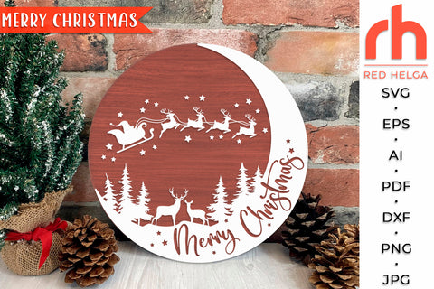 Merry Christmas SVG - Xmas Forest Cut File SVG RedHelgaArt 