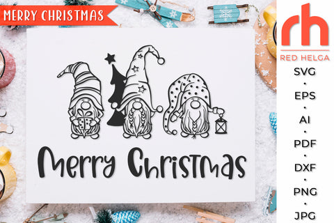 Merry Christmas SVG - Xmas Gnomes Cut File SVG RedHelgaArt 
