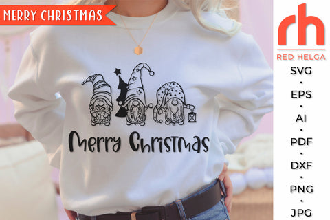 Merry Christmas SVG - Xmas Gnomes Cut File SVG RedHelgaArt 