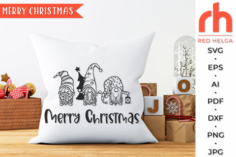 Merry Christmas SVG - Xmas Gnomes Cut File SVG RedHelgaArt 