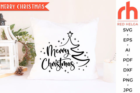 Merry Christmas SVG - Xmas Tree Cut File - Winter Decor DXF SVG RedHelgaArt 