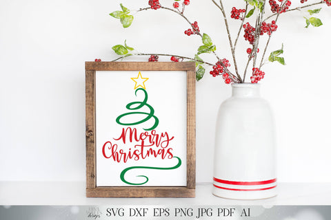 Merry Christmas Swirl Tree SVG | Christmas Tree SVG | Christmas SVG | dxf and More! | Printable | Farmhouse Sign svg SVG Diva Watts Designs 