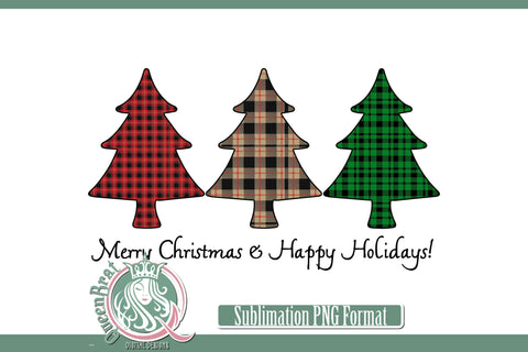 Merry Christmas-Three Color Trees Sublimation Sublimation QueenBrat Digital Designs 