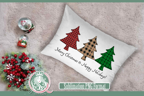 Merry Christmas-Three Color Trees Sublimation Sublimation QueenBrat Digital Designs 