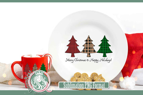 Merry Christmas-Three Color Trees Sublimation Sublimation QueenBrat Digital Designs 