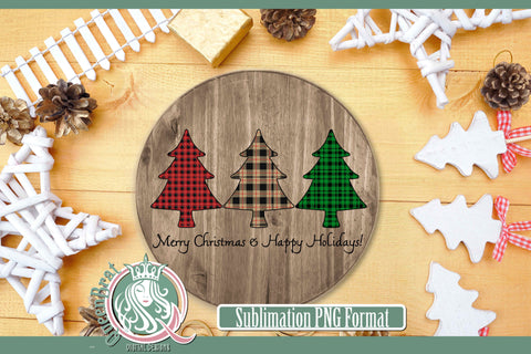 Merry Christmas-Three Color Trees Sublimation Sublimation QueenBrat Digital Designs 