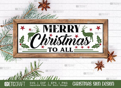 Merry Christmas To All Sign SVG Cut File | Christmas Ornament Svg | Horizontal Sign | Christmas Door Hanger | Farmhouse Decor Svg | Welcome Sign | Christmas Wood Sign Design SVG ETC Craft 