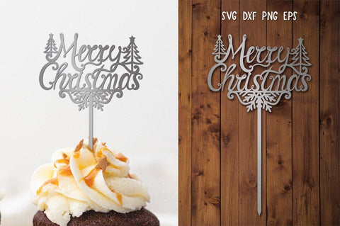 Merry Christmas Topper SVG,Christmas Topper Cupcake SVG - So Fontsy