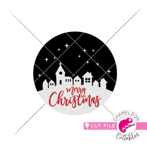 Merry Christmas town for round sign svg png dxf SVG Chameleon Cuttables 