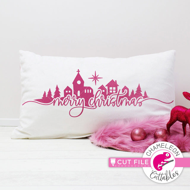 Merry Christmas town - SVG PNG DXF EPS JPEG SVG Chameleon Cuttables 