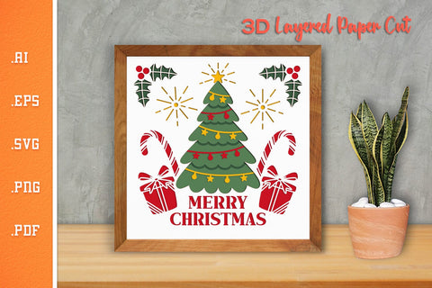 Merry Christmas Tree - 3D Layered Paper Cut SVG 10 SVG Slim Studio 