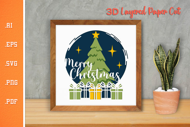 Merry Christmas Tree - 3D Layered Paper Cut SVG 4 SVG Slim Studio 