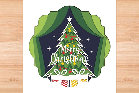 Merry Christmas Tree - 3D Layered Paper Cut SVG SVG Slim Studio 