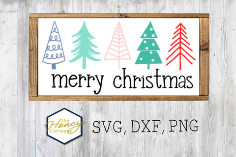 Merry Christmas Tree Bundle SVG DXF PNG Hand Lettering File SVG The Honey Company 