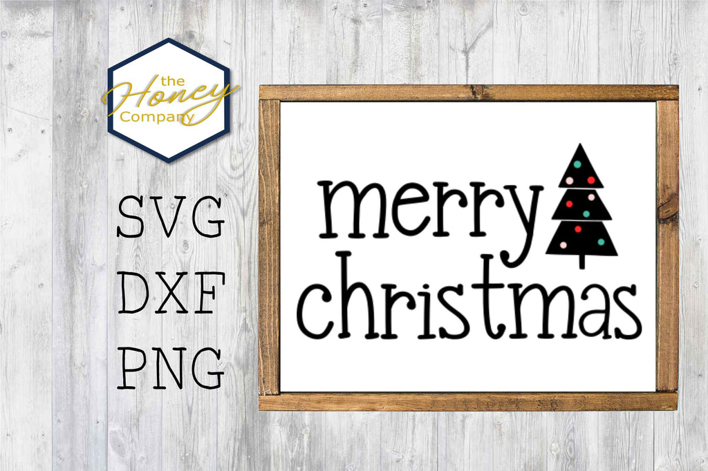 Merry Christmas Tree Bundle SVG DXF PNG Hand Lettering File - So Fontsy